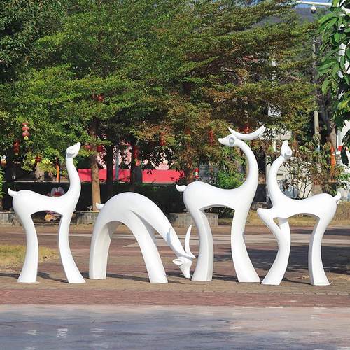 户外玻璃钢艺术鹿摆件公园园林庭院售楼部仿铜梅花鹿雕塑花园景观