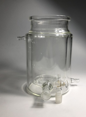 特厚材质双层反应瓶玻璃夹套加热双层釜容量5000ml带放水阀门活塞