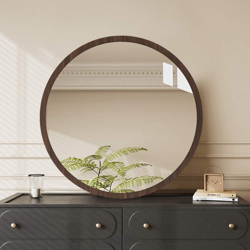 化妆镜梳妆台挂墙式镜子卫生间异形浴室镜复古壁挂式圆形镜子