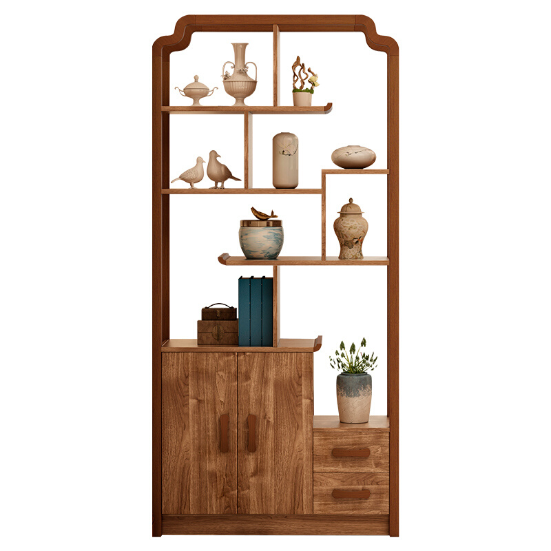新中式玄关柜客厅隔断柜屏风柜实木框装饰柜进门靠墙酒柜门厅柜i.