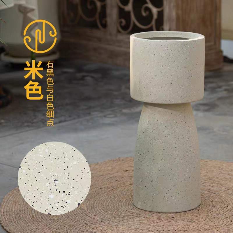 创意高脚镁水泥花盆客厅商场服装店落地北欧绿植植物宝莲灯种植盆