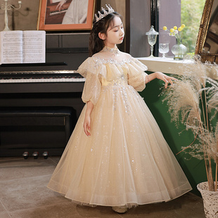 定制儿童高端轻奢小众公主裙花童婚礼女孩主持人钢琴演出服女童晚