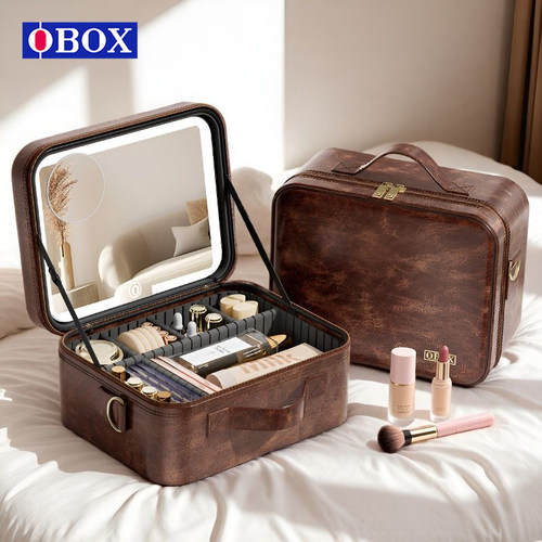 OBOX带镜琥珀复古化妆包