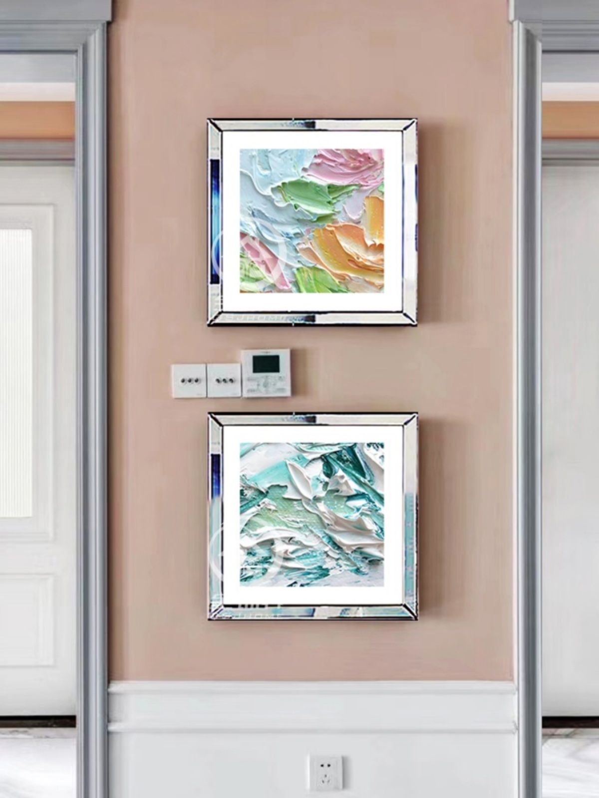 北欧挂墙画框正方形玻璃镜面相框清新简约现代画框装饰镜子画框图片