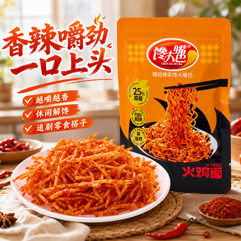 馋大嘴巴火鸡面辣条平江大辣片老式手撕麻辣豆皮追剧解馋休闲零食