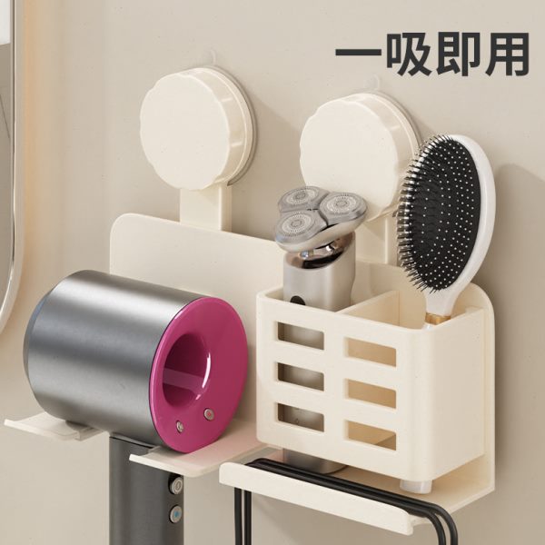 免打孔风筒壁挂吹风机置物架筒吸盘浴室卫生间支架电吹风家用绕线