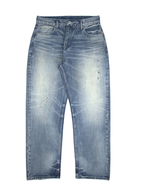 GETY 美式复古直筒501赤耳丹宁14OZ水洗蓝油污宽松牛仔裤男士全棉