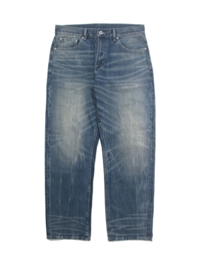 GETY 闪电水洗靛蓝微阔直筒宽松赤耳14oz全棉六叔同款男牛仔裤子