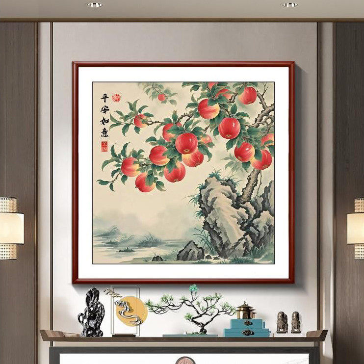 吉祥多福壁画中式餐厅石榴富贵茶室新书房多子挂画果实装饰画定制
