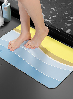 硅藻泥吸水垫脚垫浴室门口硅藻土垫子厕所防滑速干地垫卫生间软垫