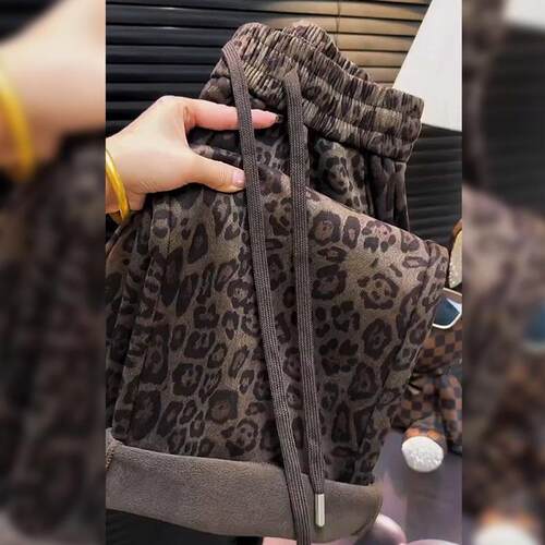 Women's Casual Leopard Print Wide Leg Pants