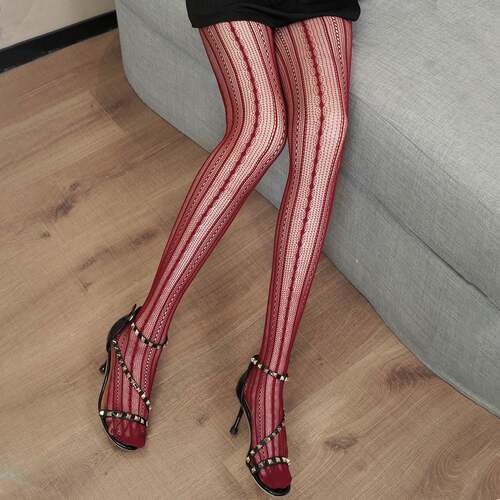 Fior Lace Stockings Red