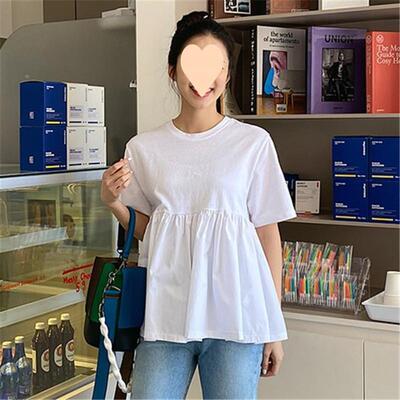 Women's Summer Babydoll Tops Oversized Short Sleeve