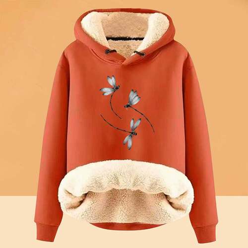 Women's Letter Print Drop Shoulder Thermal Lined Hoodie,