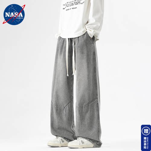 NASA秋季男宽松直筒牛仔裤新款