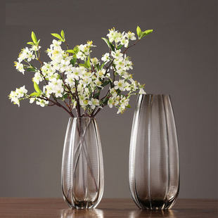 美式 鲜花玻璃花瓶摆件客厅插花高级感家居餐厅电视柜台面装 饰品