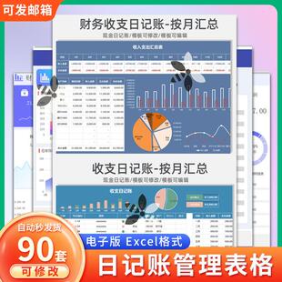 财务出纳日记账excel表格模板现金银行收支等日记账明细管理系统