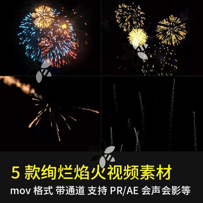 pr视频素材节日烟花礼花烟火动态粒子爆炸效果alpha透明通道动画