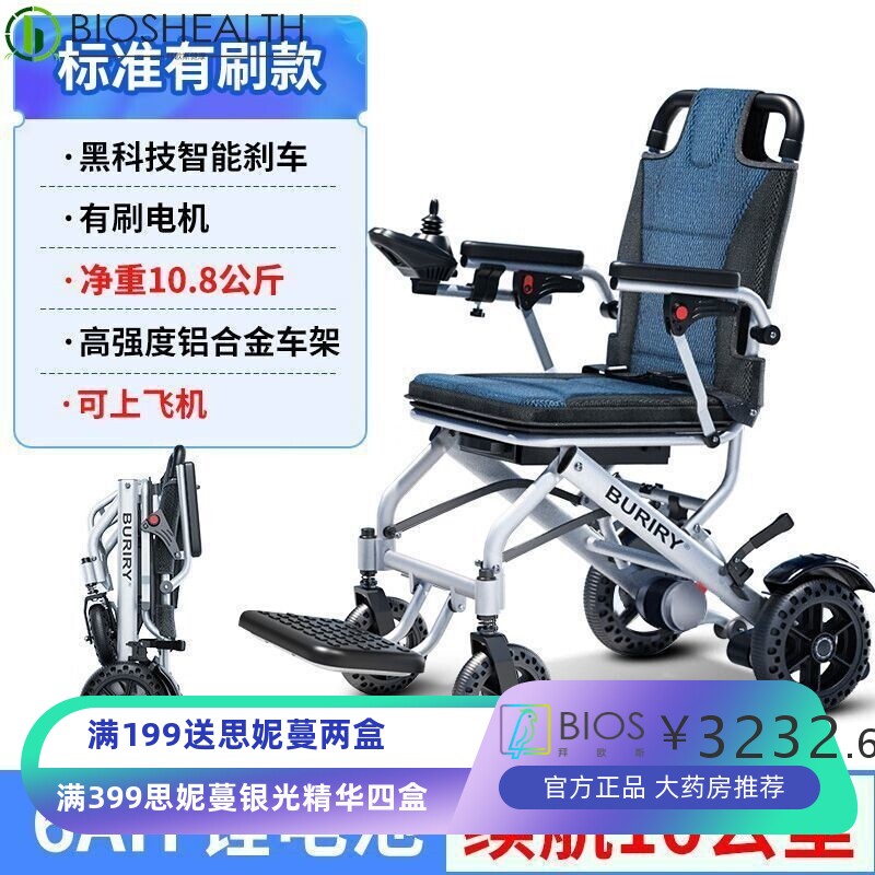 LONGWAY老年人轮椅折叠轻便携电动轮椅全自动残疾人轮椅代步车图片