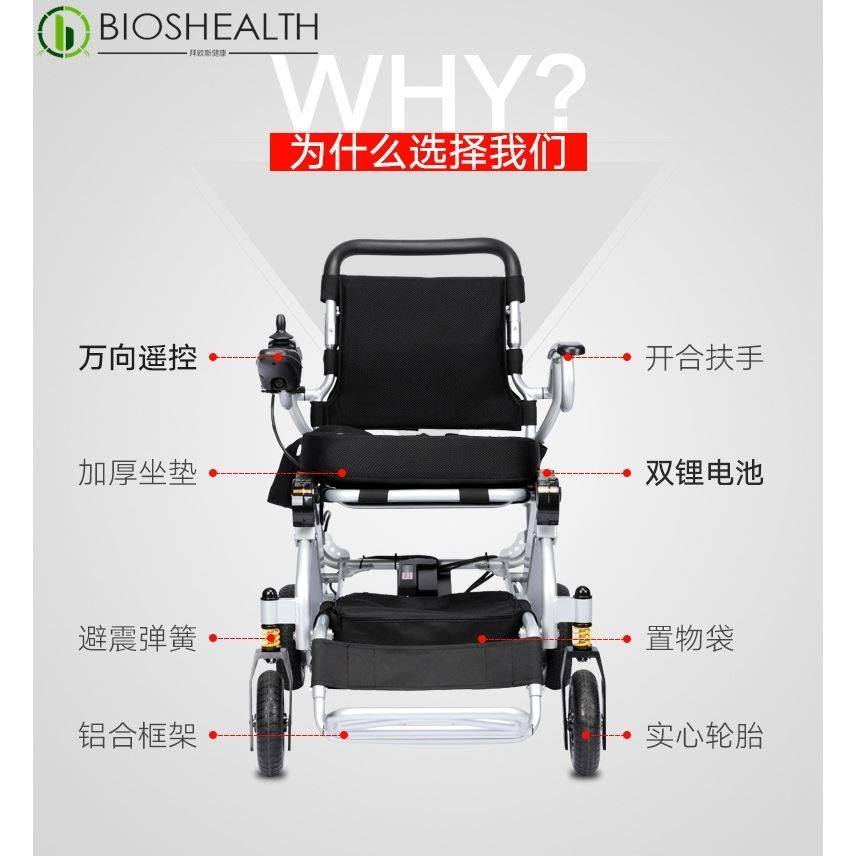 超轻铝合金车架锂电池续航久可上飞机老人残疾人电动轮椅