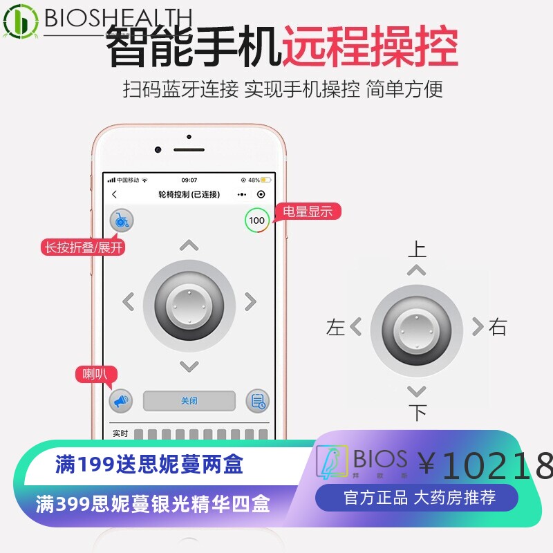 医院级进口多功能可调节户外流线型易控OEM一键折叠电动轮椅