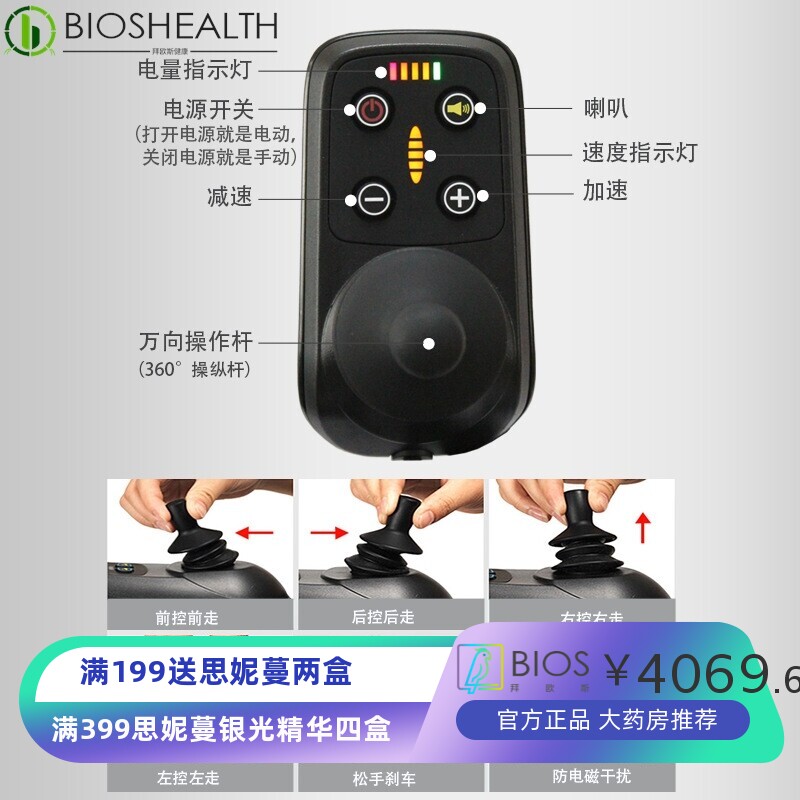 上海舒适康电动轮椅可折叠老人残疾人代步车全自动智能轻便轮椅