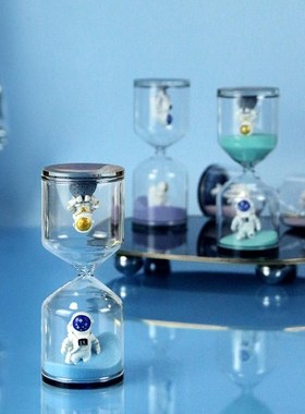 宇航员摆件沙漏计时器儿童10/15/30分钟时间管理U创意流沙瓶太空