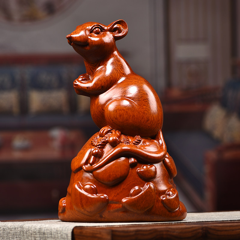 花梨木雕老鼠摆件生肖鼠实木质鼠动物元宝装饰开业送礼工艺品,家居饰品,桌面摆件,淘宝优惠券,粉丝福利购,淘宝优惠卷