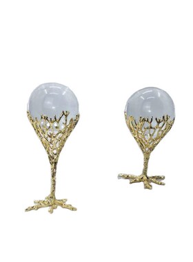 北欧合金透明水晶球摆件美式轻奢客厅样板间电视柜T家居现代装饰