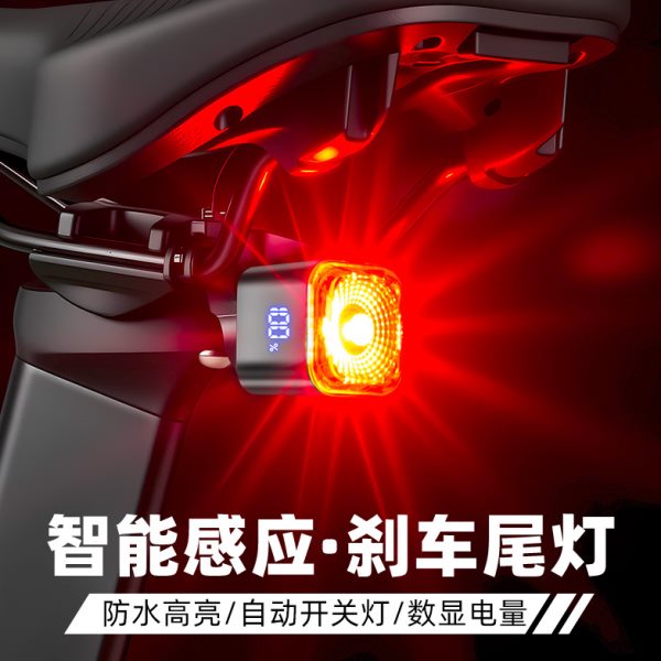 行警示灯智能刹车灯骑行公路自行车单车感应后尾灯夜间夜山地夜骑