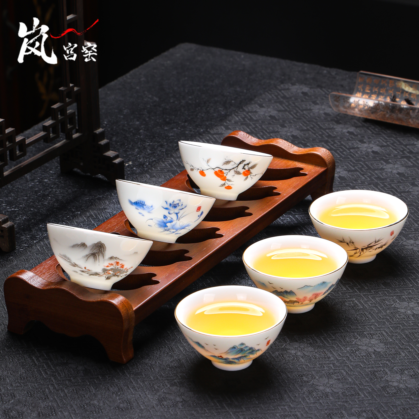 羊脂玉白瓷斗笠杯小茶杯套装