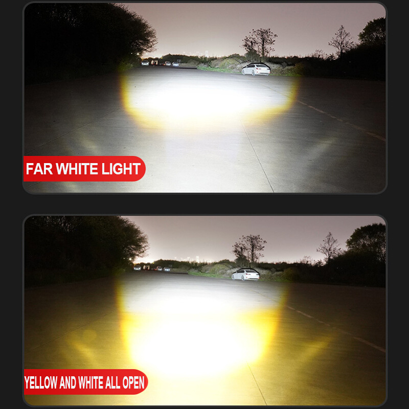 led大灯摩托车射l灯8-80V远近前照灯高亮外置灯泡改装黄白雾灯强