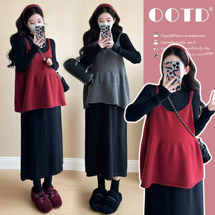 2025秋季 孕妈洋气显瘦穿搭秋冬季 新款 套装 两件套 时尚 高级感孕妇装