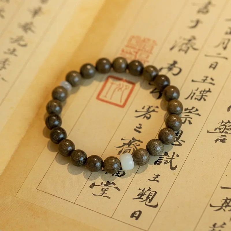 天然金丝檀木男款手串单圈手链原创小众设计精致配饰