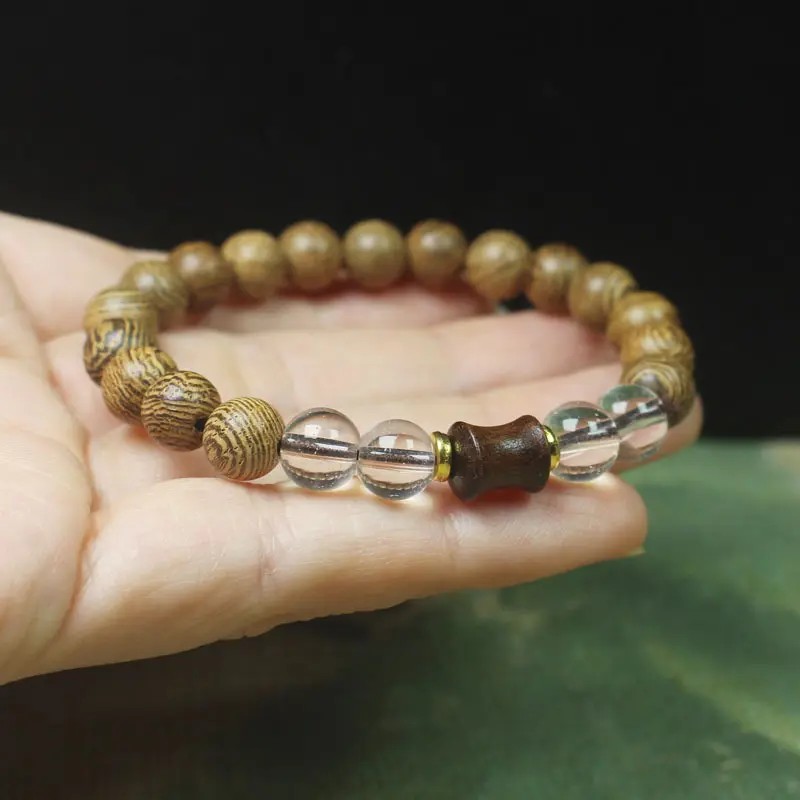 鸡翅木8mm单圈竹节手串手链简约气质男女文玩饰品念珠串