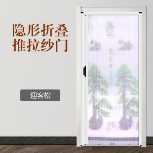 阳台 门帘简易纱窗门拆叠纱门折叠推拉门移门苍蝇粘贴式 新品 推拉式