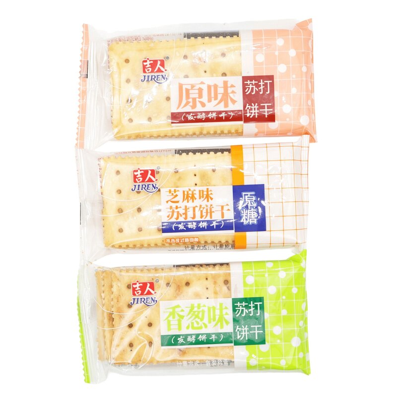 吉人苏打饼干发酵香葱芝麻无蔗糖早餐健康食品散装碱性500g