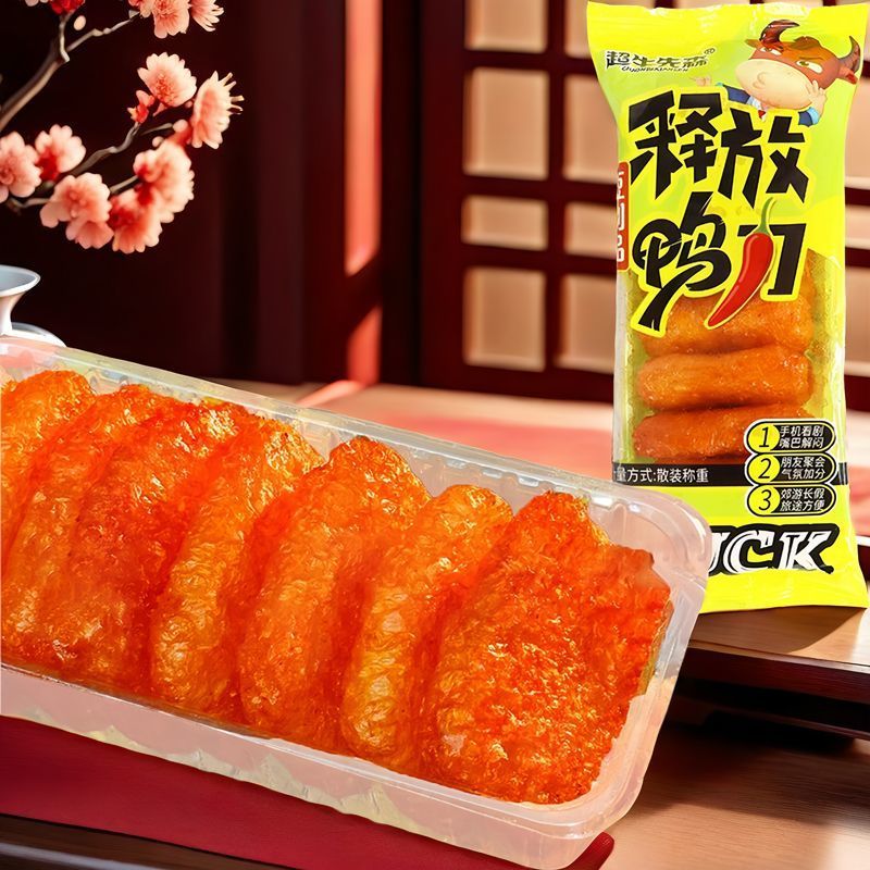北京烤鸭同款辣片爆汁辣串辣条片有嚼劲松软辣片童年怀旧回忆零食