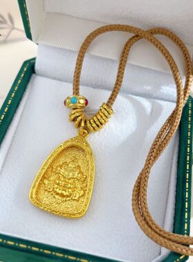 金店同款越南沙金999黄财神吊坠仿真金饰品配件国潮风项链锁骨链