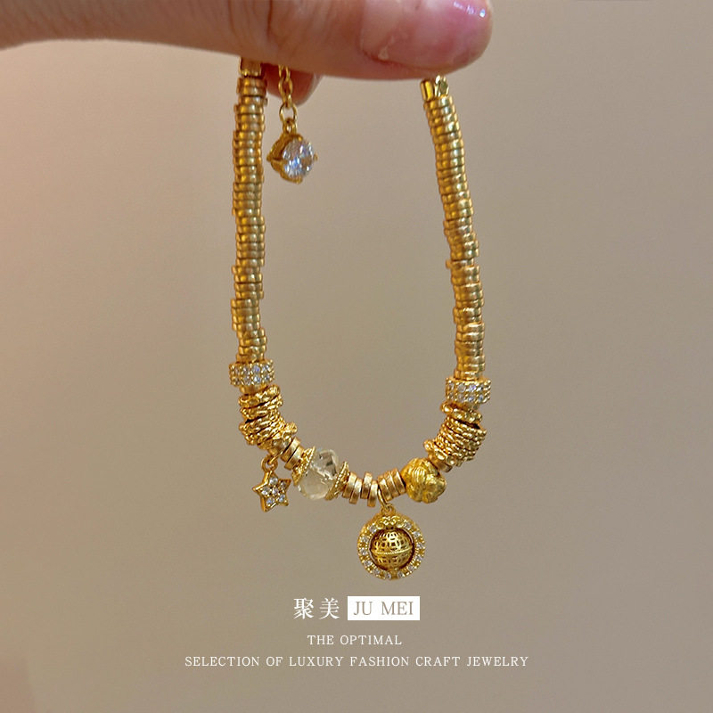 越南沙金斗转星移古法星轮盘缠手链女镶嵌金刚杵轻奢高级感手饰品