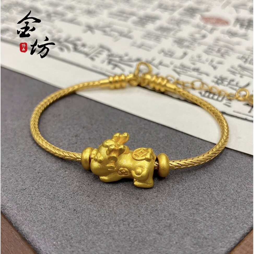 新中式国风古法越南沙金百搭气质招财貔貅蛇骨手链珠手串防金饰品
