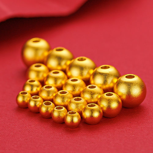 古法金喷砂小金珠越南沙金珠仿3D古法圆珠diy手链小珠子配件