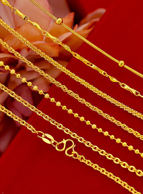 越南沙金女款锁骨细项链日韩时尚女士元宝项链 项链古法金网红