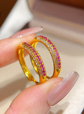 金店同款越南沙金点钻福韵繁星戒指闪动蔷薇窄版指环轻奢仿真金色