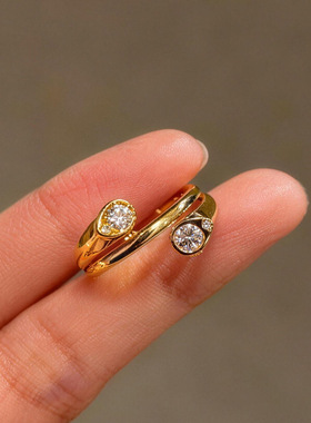 金店同款越南沙金999镶钻泡泡戒指 轻奢极简时尚沙金食指戒指环女