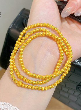 金店同款古法越南沙金拉丝猫眼珠三圈手链手串精致小众送女友礼物