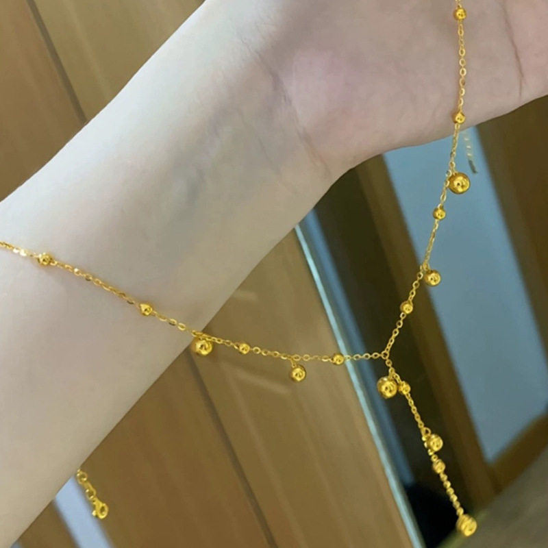 越南沙金硕果累累珠套链Y字水珠项链女沙金珠套链简约个性百搭