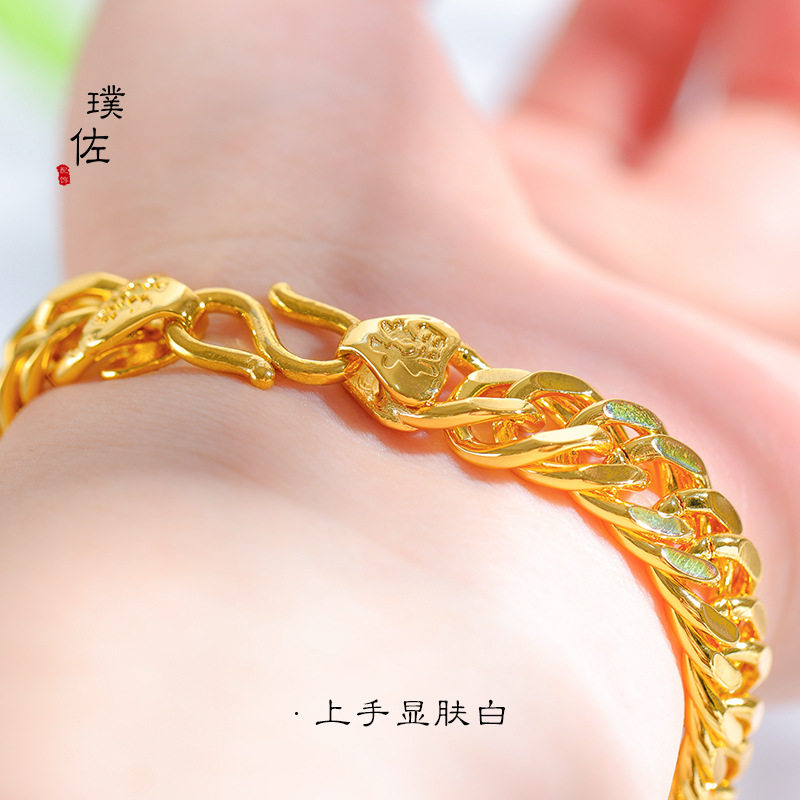 不掉色磨砂越南沙金马鞭链老板手链项链轻奢高级感里外一色金店款