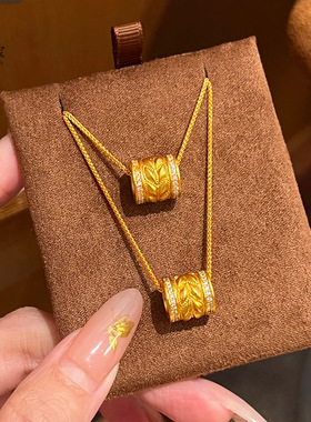 新中式沙金点钻麦穗路路通吊坠大麦项链国潮风百搭气质送女友礼物