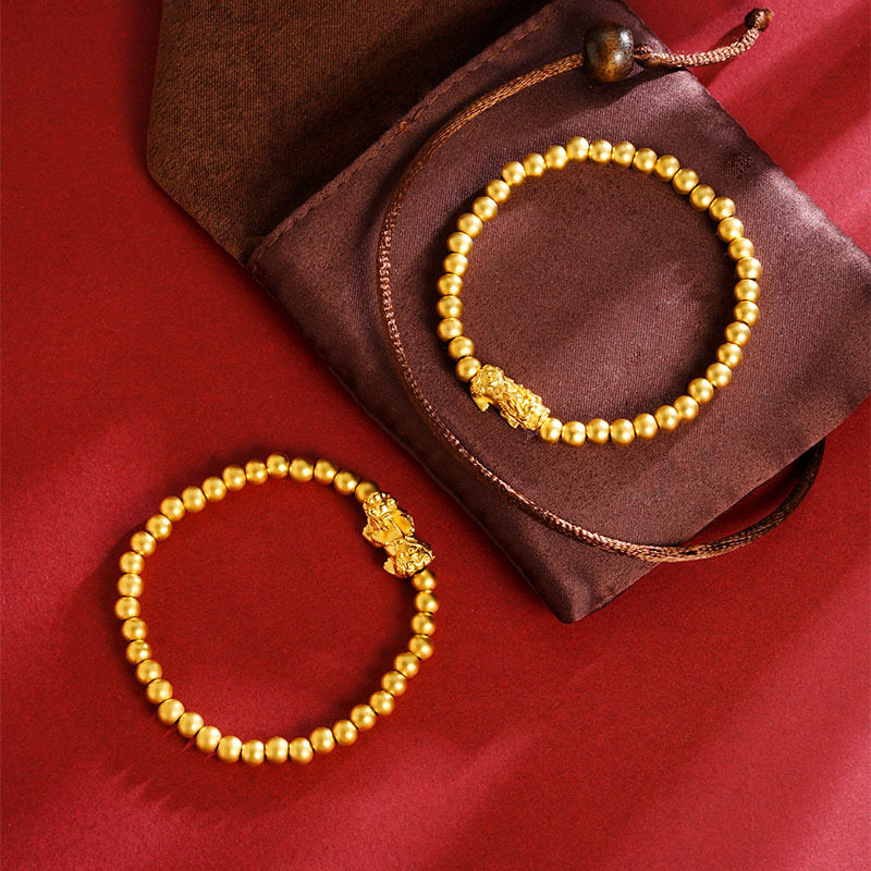 古法沙金貔貅珠手链时尚复古法金店款不掉色气质简约手串饰品